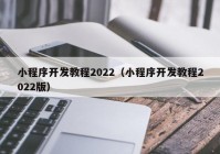 小程序开发教程2022（小程序开发教程2022版）